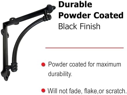 NACH Decorative Shelf Brackets, 4 Pack of 7.25 x 1.6 x 7.25 inch Black Cast I...