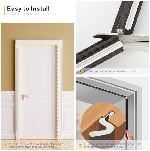 Ravinte Weather Stripping Door Seal, Q-Shaped Kerf Foam Strip, 50 FT, Brown
