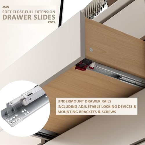 10 Pairs 21 Inch Undermount Drawer Slides, Self Soft Close Full Extension Dra...