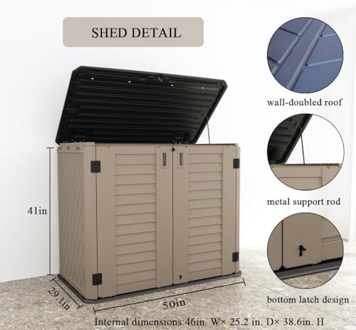 KINYING Outdoor Storage Shed - Horizontal Storage Cabinet Waterproof for Gard...