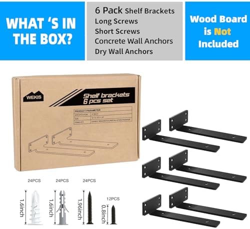 Shelf Brackets Floating Shlef Brackets 12-Inch 6-Packs, 1/5-Inch Thick Heavy ...
