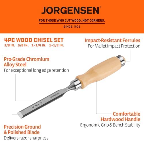 Jorgensen 4-Piece Expansion Wood Chisel Set, 3/8", 5/8", 1-1/4&quot...