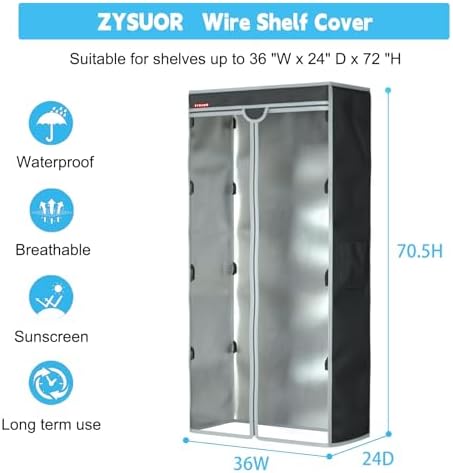 Shelf Cover for Storage Shelving Rack, Fits 36"x24"x72" Shelves
