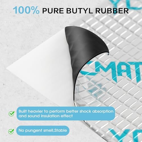 80 Mil Butyl Sound Deadening Mat for Car, 50 sqft Deadener Material