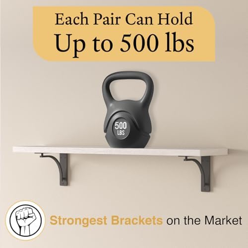 Classic Black Heavy Duty Shelf Brackets 10 inch by Balin Designs– L Bracket, ...