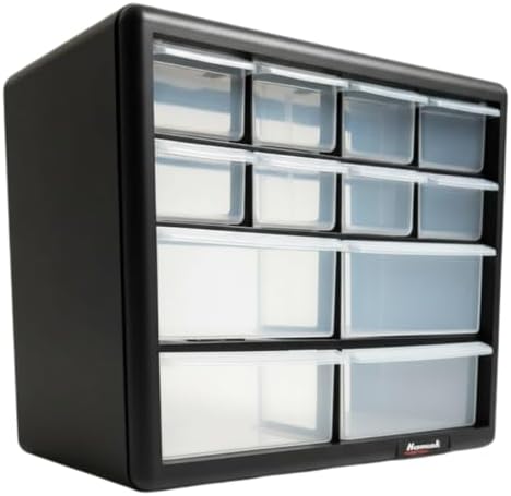 Homak 12-Drawer Parts Organizer, Black, HA01012001