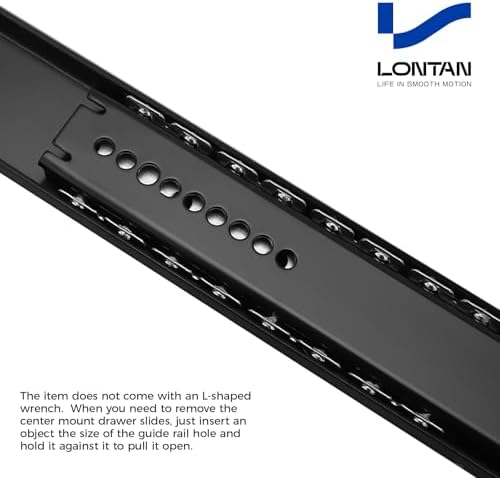 LONTAN 5 Pcs 16 Inch Black Center Mount Drawer Slides