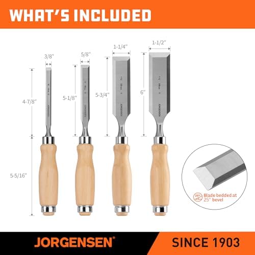 Jorgensen 4-Piece Expansion Wood Chisel Set, 3/8", 5/8", 1-1/4&quot...