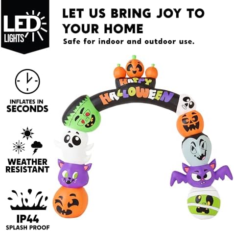 Joiedomi 8 FT Cute Halloween Inflatables Pumpkin Archway Outdoor Decoration, ...