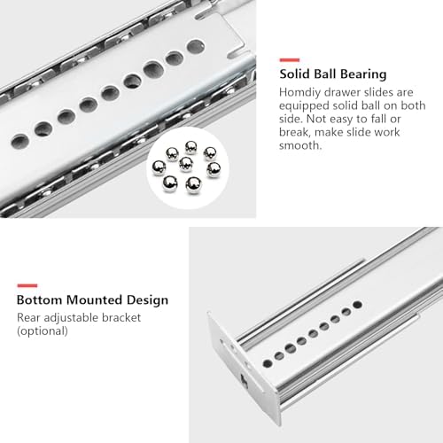 homdiy 14 Inch Heavy Duty Center Mount Drawer Slides Track (5 Pcs)