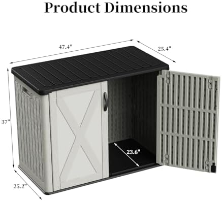 Patiowell Resin Outdoor Storage Cabinet, 26 Cu.ft Horizontal Storage Shed