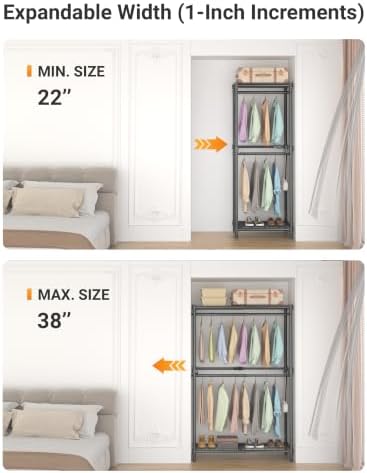 Expandable Closet Organizer System Adjustable Clothes Rack