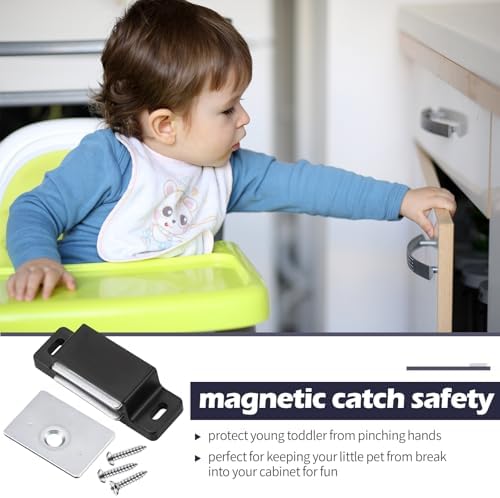 Moxweyeni 24 Pack Cabinet Magnets Magnetic Door Catch 15lb, Black