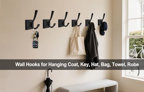 TOFIIGREM Black Wall Hooks Coat Hooks, Mudroom Hooks Bathroom Hallway Hooks f...