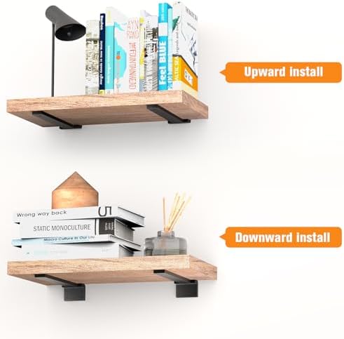 Black Floating Shelf Brackets 12 inch 6 Pack L Brackets for Floating Shelves ...