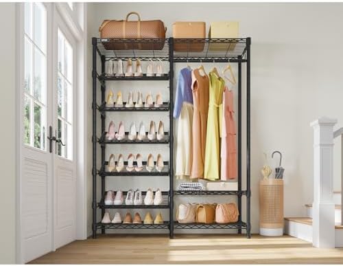 VIPEK S20 Heavy Duty Clothes Rack with 7-Tiers Shoe Shelves, Black