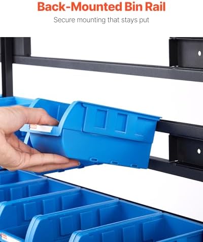 VEVOR 7-Tier Double-Sided Rolling Bin Storage Rack, 94 Plastic Bins, Dual-Sid...