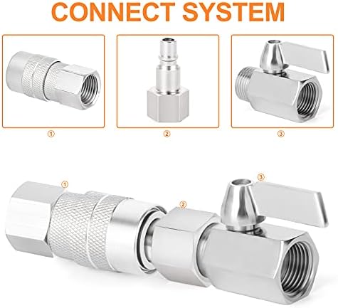 GASHER 12PCS 3/8-Inch Female Industrial Coupler,1/4 Basic Flow Quick Connect ...
