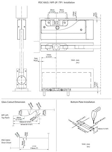 NHN Hydraulic Self Closing Pivot Door Closer (Hold Open) for Glass Door + Top...