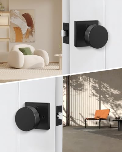 Goldenwarm Matte Black Door Knobs Interior, Privacy Door Knob 6 Pack