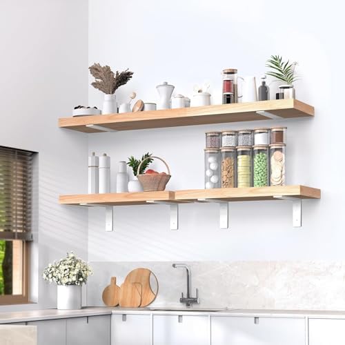 White Floating Shelf Bracket 12 Inch, 6 Pack Heavy Duty Shelf Brackets, Wall ...