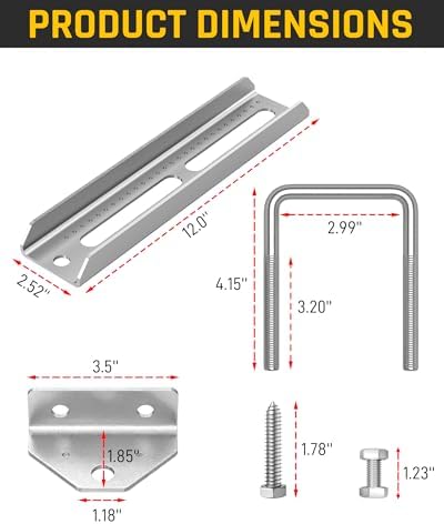 Wyckoff 12" Boat Trailer Bunk Brackets 4-Pack,Heavy Duty Galvanized Swivel