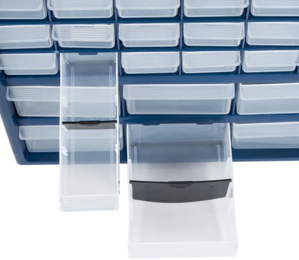 Plastic Storage Drawers – 42 Compartment Organizer – Desktop or Wall Mount Co...