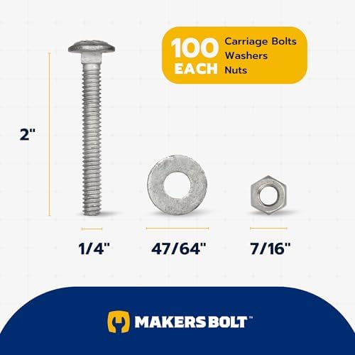 1/4" x 2" (100 pack) galvanized carriage bolt shown in use