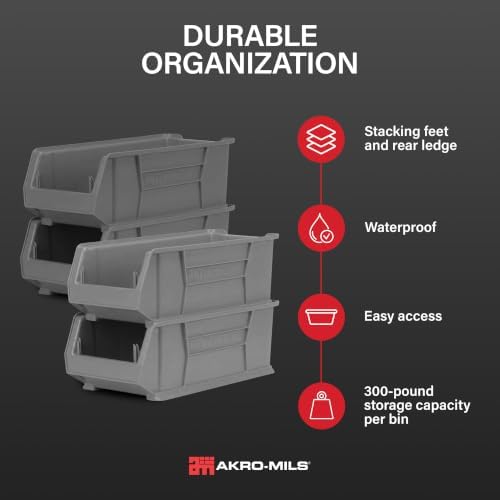Akro-Mils 30287 Super-Size AkroBins Plastic Storage Bins, Space-Saving Stacka...