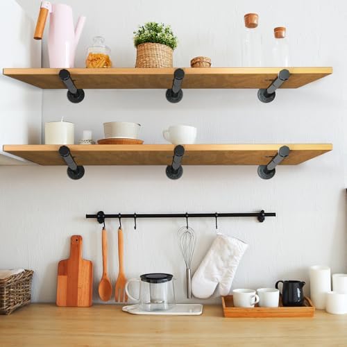 Industrial Pipe Shelf Brackets, 12-Pack Heavy Duty Floating Shelves Brackets ...