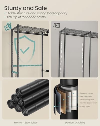 SONGMICS clothes rack, Adjustable Mesh Shelves and Hanging Rails