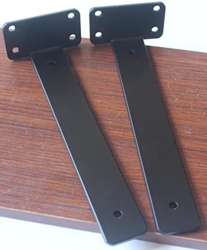 8 Pack - 10 inch Black Hidden L Shelf Bracket (1/5 Inch Thicked) Iron Floatin...
