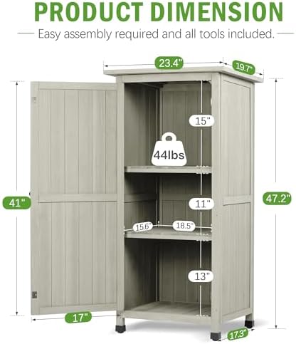 4x2 FT Wooden Outdoor Storage Cabinet