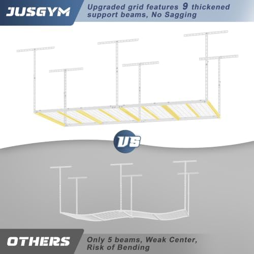 Jusgym 3X8FT Overhead Garage Storage Rack, 26"-40" Height Adjustabl...
