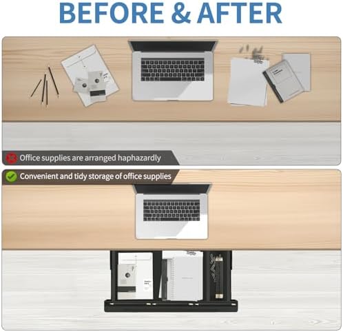 Under Desk Mounted Sliding Drawer to pull out, Attachable Desk Pencil Drawer ...