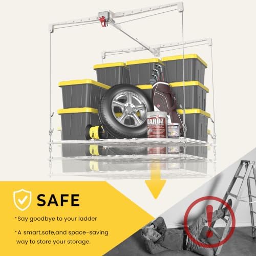 Overhead Garage Storage Rack for 10-12ft Ceiling, Heavy-duty 4x4 FT Garage Ce...
