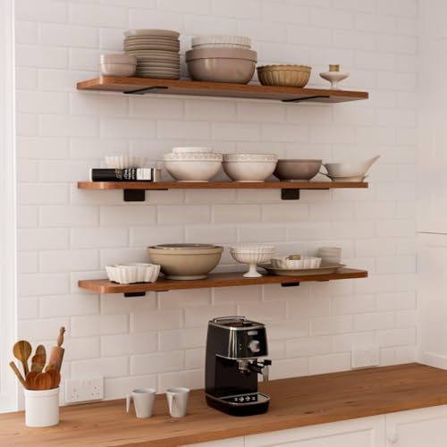 LEOPO 8 inch 6 Pack Floating Shelf Brackets, 1/5" Thick Hidden L Bracket