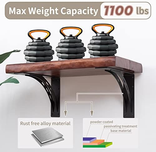 Heavy Duty Shelf Brackets (Set of 2) - 16" x 12" Max Load 1100 Lbs ...