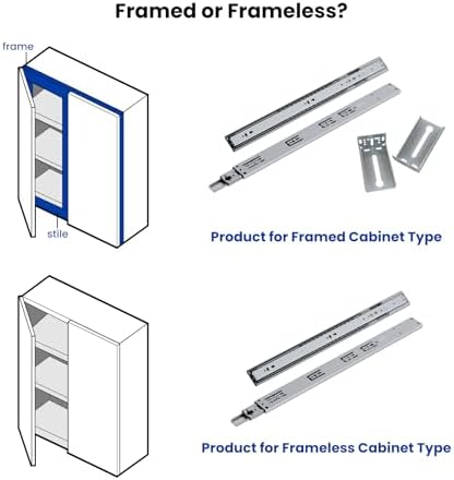 LONTAN Soft Close Drawer Slides 22 Inch 4 Pairs Heavy Duty Cabinet Glides