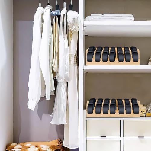 GTI Belt Organizer, 7 Compartments Belt Organizer for Closet and Drawer, Bamb...