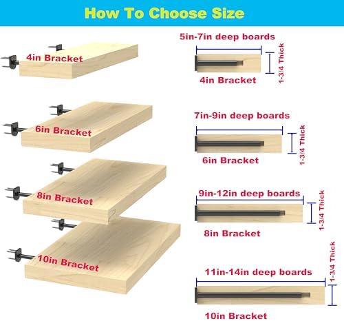 10 in Hidden Floating Shelf Brackets 8 Pack, 1/4" Thick Heavy Duty