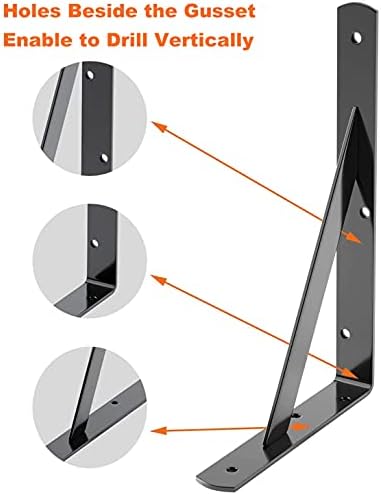 LuckIn 12 Inch Heavy Duty Shelf Bracket, Wall Shelf Brackets, 90 Degree Brack...
