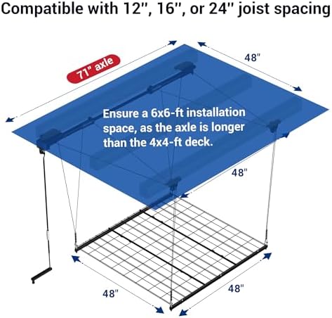 FLEXIMOUNTS Garage Lifting Metal Rack, 4x4 Ft Overhead Garage Storage Racks, ...