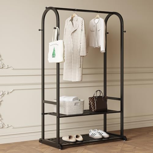 Black Clothing Rack for Hanging Clothes,Sturdy metal clothes rack,Modern Garm...