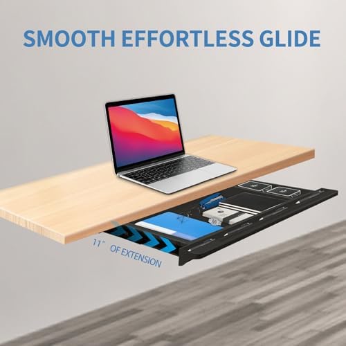Under Desk Mounted Sliding Drawer to pull out, Attachable Desk Pencil Drawer ...