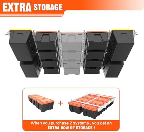 TORACK Garage Ceiling Bin Storage Rack, Overhead Tote Storage Rail System