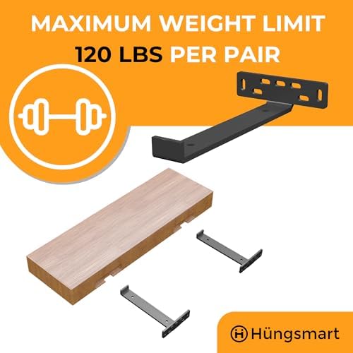 4 x J Shelf Brackets with Lip (7.25"L x 5"W x 1 1/4"H) Heavy D...