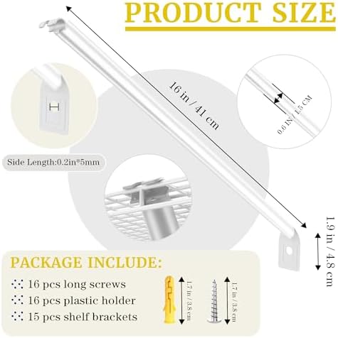 15 Pack 12-Inch Wire Shelf Support Brackets Closet Wire Shelving Support Brac...