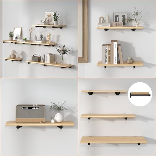 Metal Pipe Shelf Brackets for 12 Inches Board, Heavy Duty Wall Mounted Metal ...