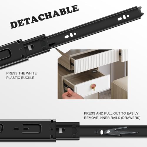 18 inch Drawer Slides 6 Pairs (12pcs) Full Extension Ball Bearing Drawer Rail...